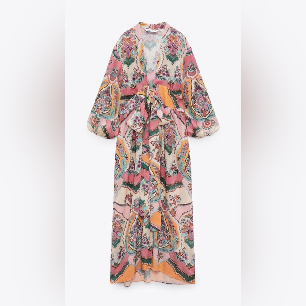 Rare Zara printed floral wrap dress - Picture 4 of 9